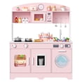 thumbnail image 1 of Hiphuta Kids Play Kitchen, Wooden Kids Kitchen Play Set with 11 Pcs Accessorie, Kitchen Set for Ages 4-12, Wooden Toddler Toy Kitchen, Pink, 1 of 8