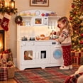 thumbnail image 1 of Hiphuta Kids Play Kitchen, Wooden Kids Kitchen Play Set with 11 Pcs Accessorie, Kitchen Set for Ages 4-12, Wooden Toddler Toy Kitchen, White, 1 of 8