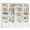 thumbnail image 1 of Hiphuta 55"W Kid Toy Storage Organize with Sliding Bookshelf, Kid Bookcase with 4 Removable Drawers, Toy Storage Toy Organize for Kid Bedroom Playroom, White, 1 of 8