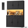 thumbnail image 1 of Hiphuta 72" Tall Kitchen Pantry Storgae Cabinet with RGB LED, Hutch Cabinet with Charging Station and Adjustable Shelves for Dining Room, Black, 1 of 9