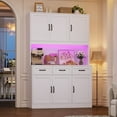 thumbnail image 1 of Hiphuta 72" Tall Kitchen Pantry Storgae Cabinet with RGB LED, Hutch Cabinet with Charging Station and Adjustable Shelves for Dining Room, White, 1 of 8