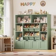 thumbnail image 1 of Hiphuta Large 4 Tier Kids Bookcase, Wood Toy Organizer of 6 Boxes & 4 Removable Drawers, Bookshelf for Kids Room Classroom, Green+Green Boxs, 1 of 7