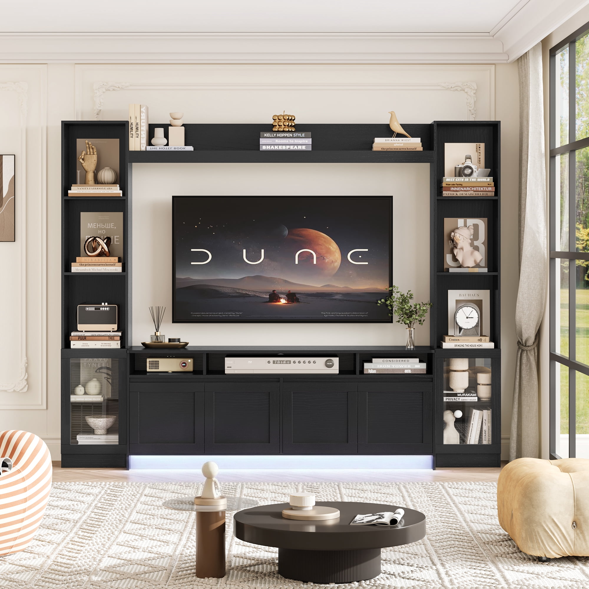 Acme Halden Entertainment Center, Merlot Wood, Glass (TV Stand