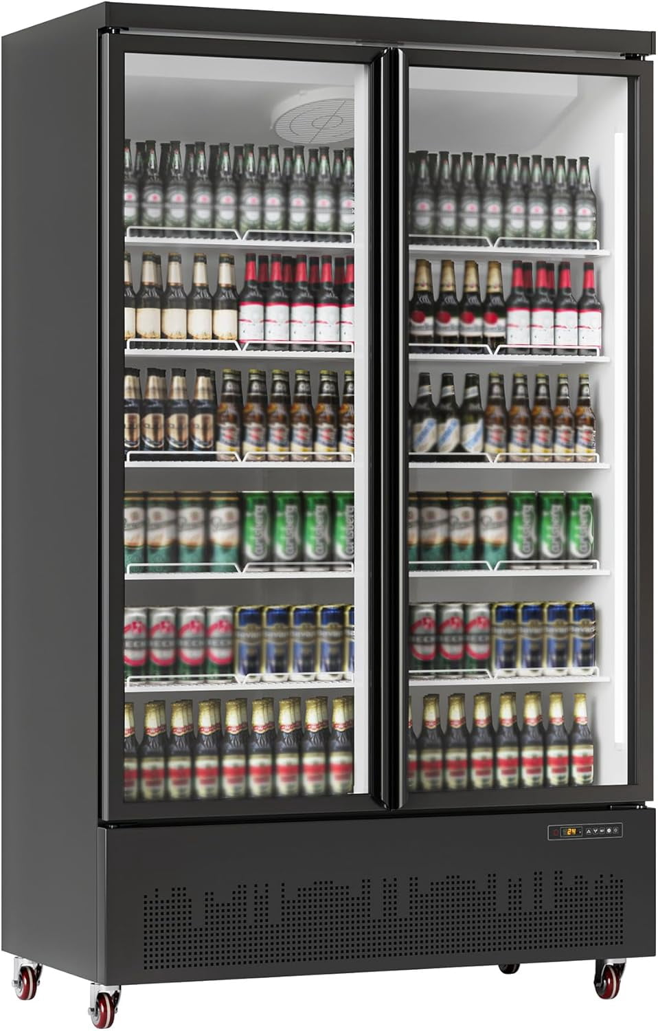 Hipicute 35.3 Cu.Ft Commercial Merchandiser Refrigerator, Large Glass Door Display Fridge with 5 Adjustable Shelves, High Capacity Cooler for Restaurant, Store, Bar, Supermarket, Beverage Display