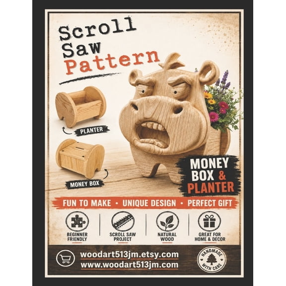 Hipopotam Planter & Money Box: Scroll Saw Pattern, (Paperback)
