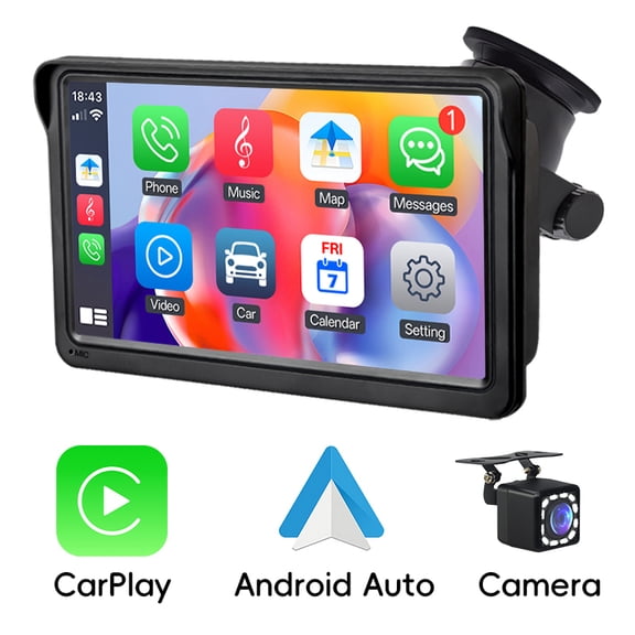Hippcron 7inch Car Monitor Radio Multimedia Bluetooth Video Portable Player Universal Wireless CarPlay Android Auto With USB AUX