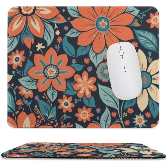 Hippe Flower Boho Mouse Pad, Personalized Premium-Textured Custom Mouse Mat Design, Washable Mousepad, Non-Slip Rubber Base Computer Mouse Pads for Wireless Mouse 10"x12"