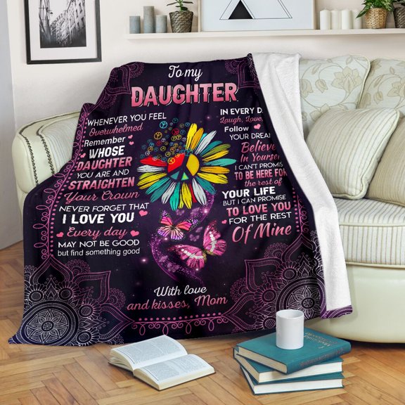Hippe To my Daughter Blanket, Remember Whose You Are And Straighten Daughter From Mom Birthday Gift Home Decor, 50x60in Fleece Blanket