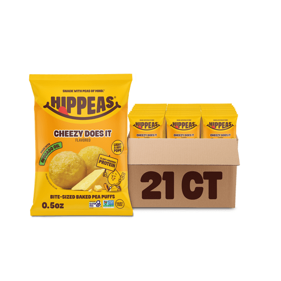 HIPPEAS Chickpea Pops, Cheezy Does It, Dairy Free, 3g Protein, 0.5 oz, 21 Count