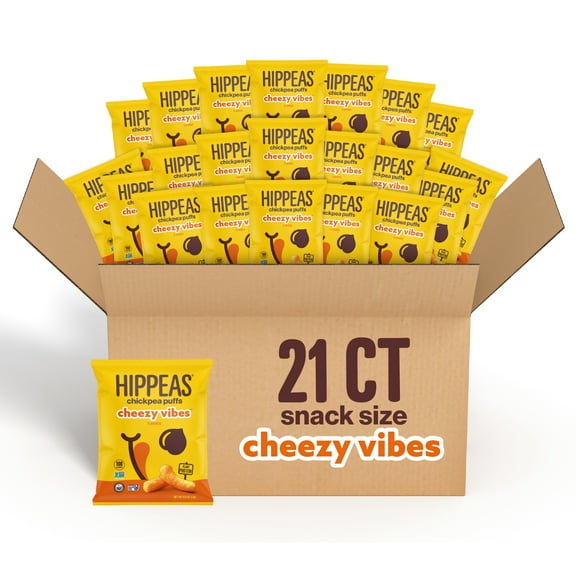 Hippeas Cheezy Vibes Vegan Puffed Snacks, 21 ct, 0.8 oz