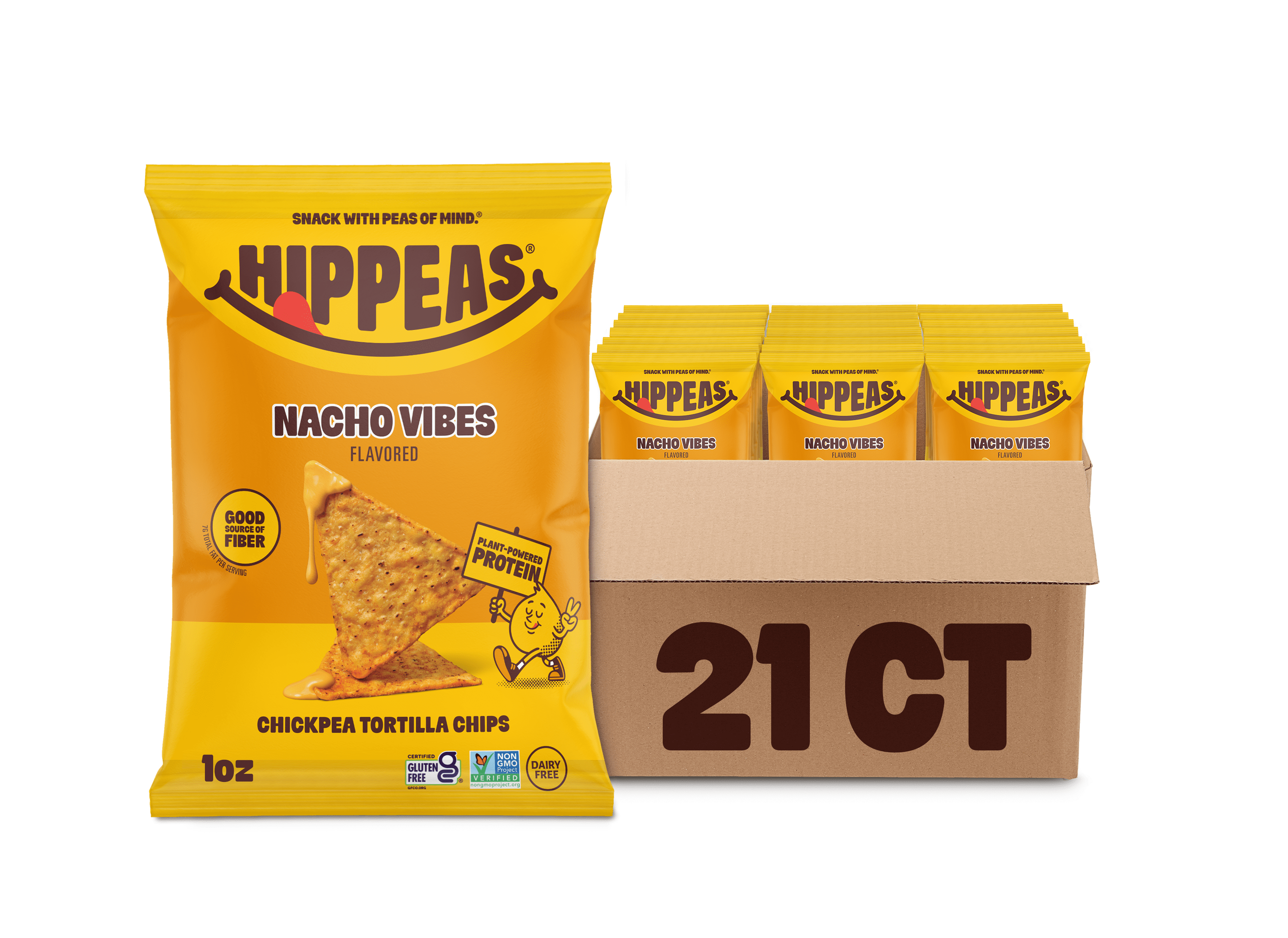 HIPPEAS Chickpea Tortilla Chips, Nacho Vibes, Gluten Free, 3g Protein, 1 oz, 21 Pack