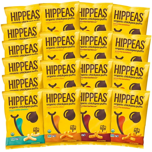Hippeas Organic Chickpea Puffs Variety Pack 1 Ounce, 18 Count Vegan