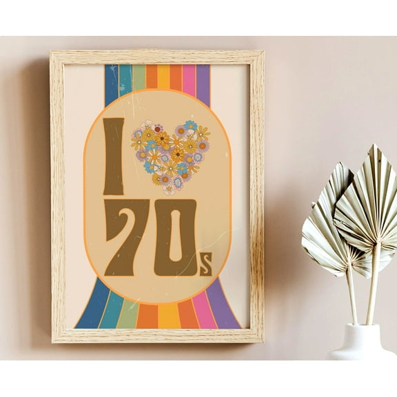 Hippie 60s Decor, Retro 60s Home Decor, 70s Floral Pattern Print, 70s Wall Art, I love 70s, Painting Art, Dining Room Wall Decor Ideas, Art Deco Frameless 12x16inch