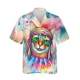 thumbnail image 1 of Hippie Abyssinian Portrait Watercolor Tie-Dye Vintage Styles Hawaiian Shirt Breathable Summer Unisex Merch Cat Lover Kitten Owner Gifts - 00014, 1 of 6