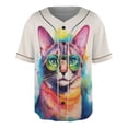 thumbnail image 1 of Hippie Abyssinian Portrait oil painting Watercolor Tie-dye Vintage All Over Print 3D Baseball Shirt Cat Lover Kitten Owner Gifts Softball Sport - 00015, 1 of 6