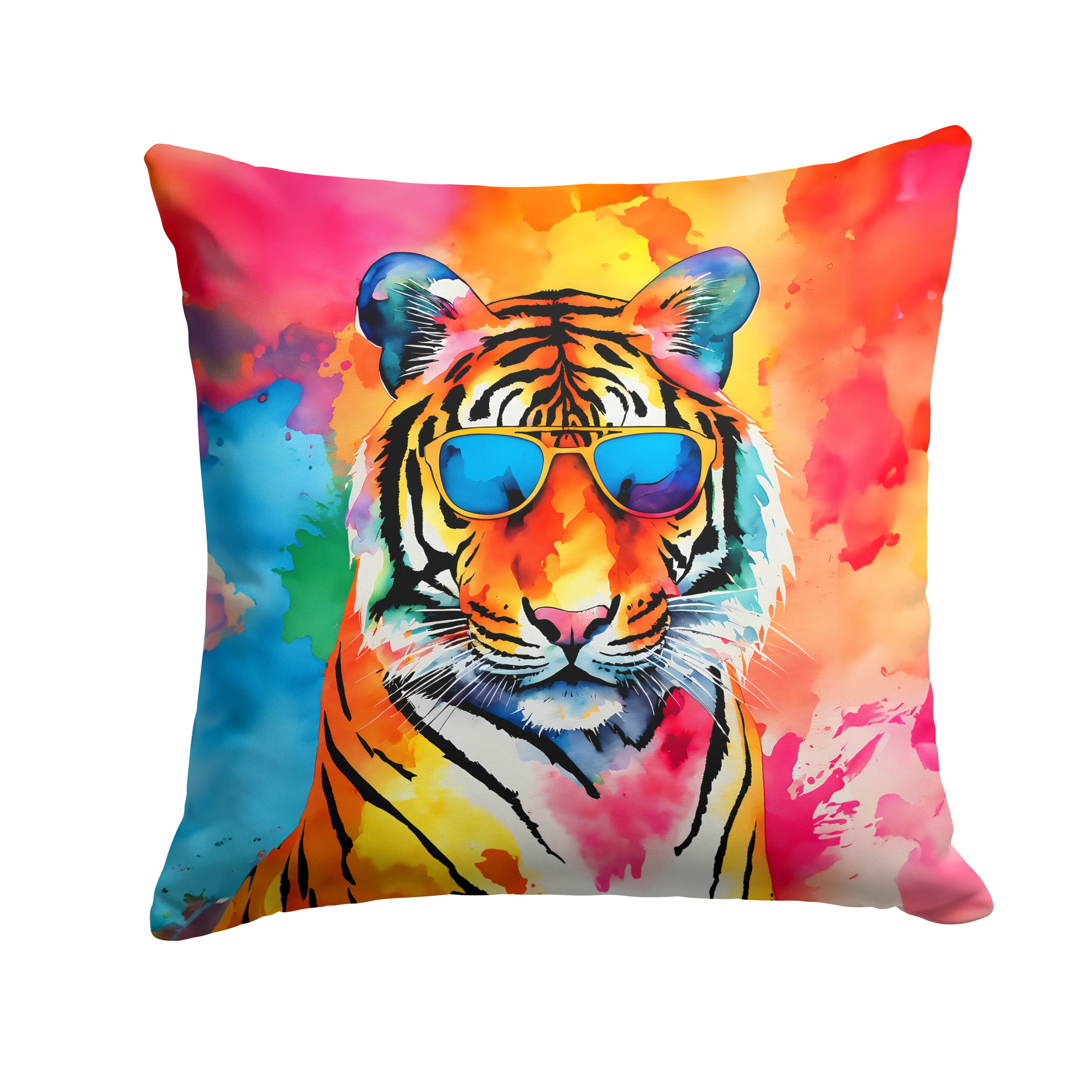 Hippie Animal Bengal Tiger Throw Pillow 18 in x 18 in