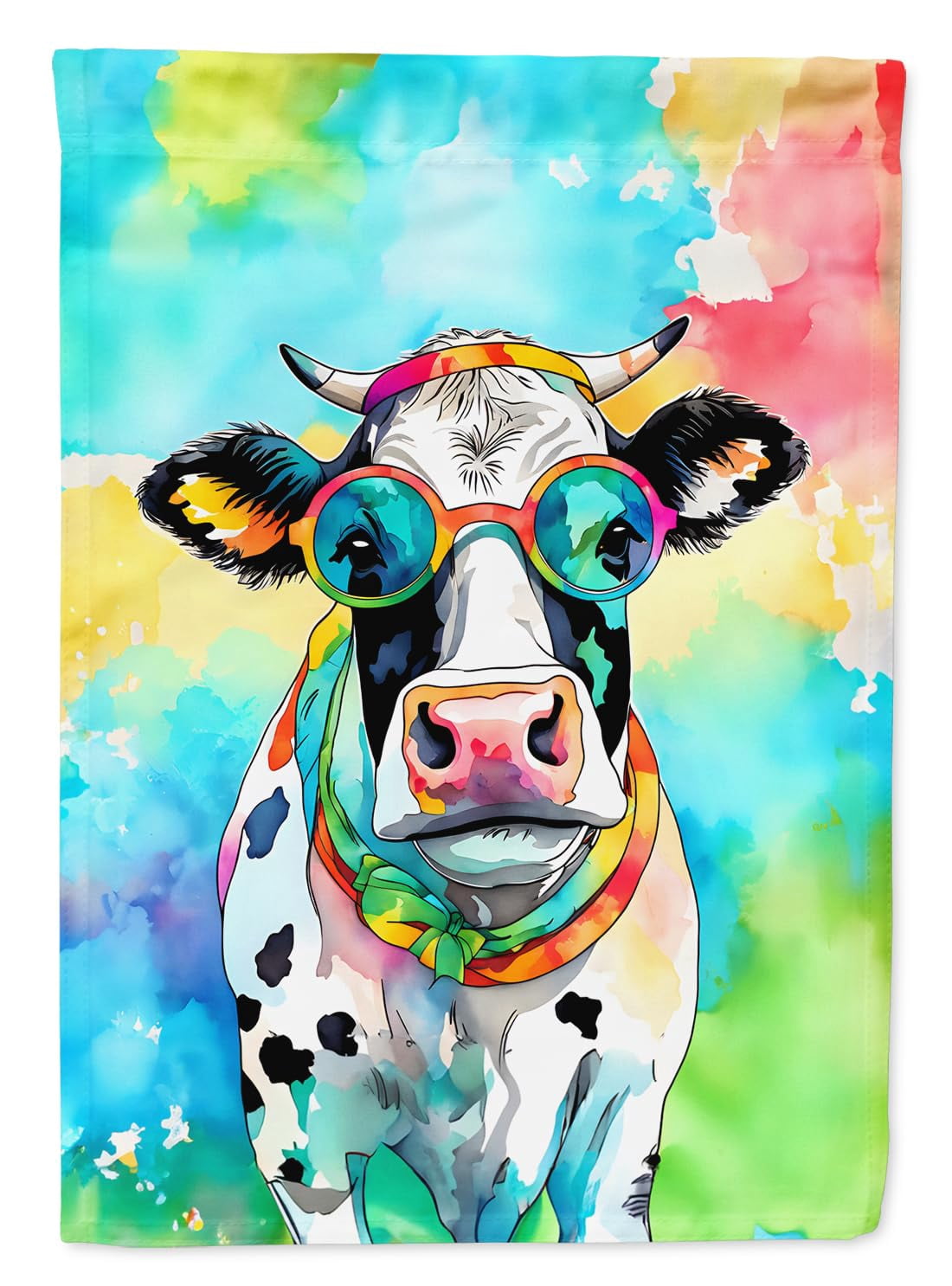 Hippie Animal Cow House Flag 28 in x 40 in