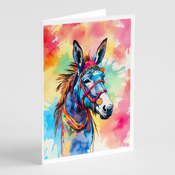 Hippie Animal Donkey Greeting Cards Pack of 8 7 in x 5 in