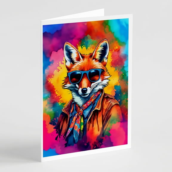 Hippie Animal Fox Greeting Cards Pack of 8 7 in x 5 in