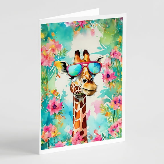 Hippie Animal Giraffe Greeting Cards Pack of 8 7 in x 5 in