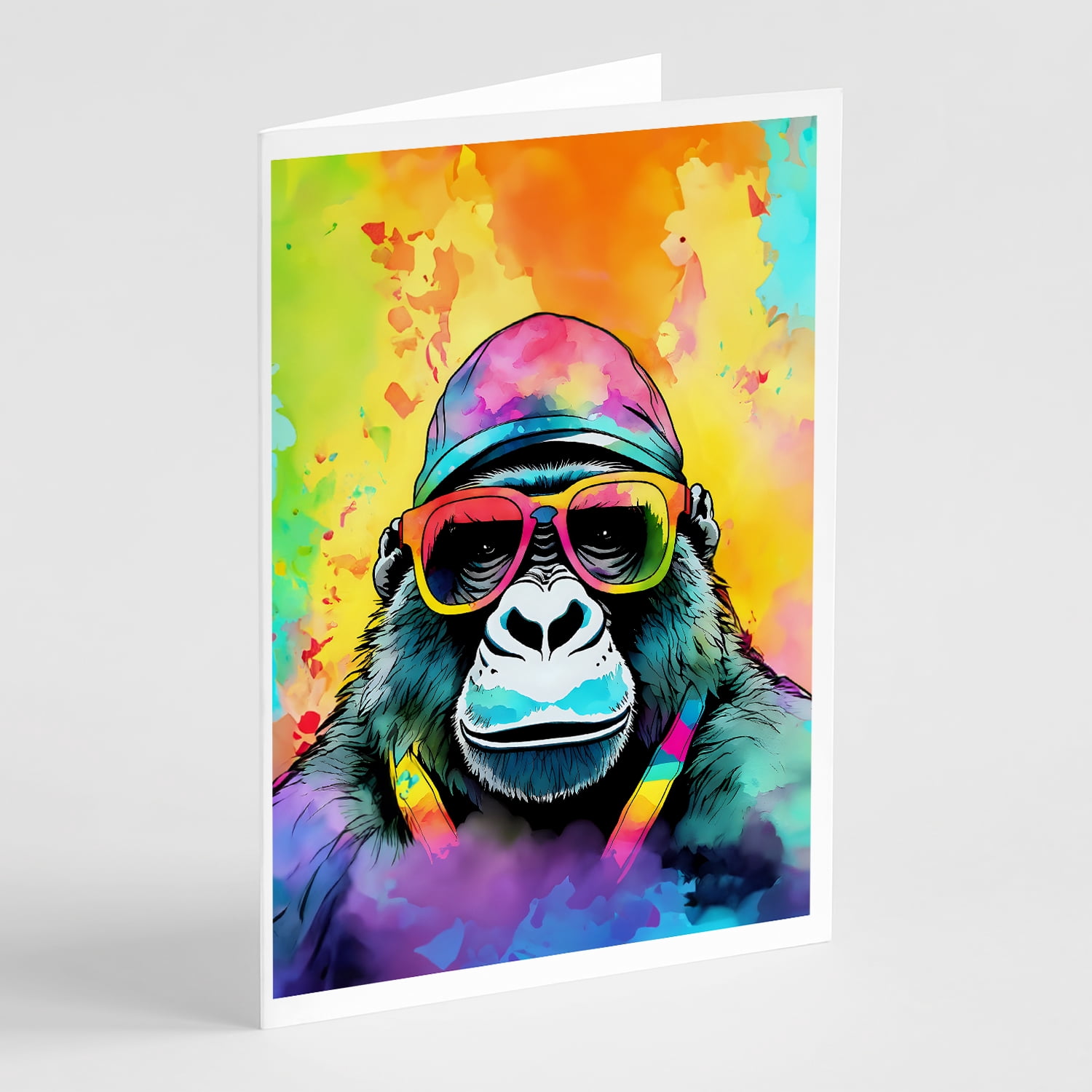 Hippie Animal Gorilla Greeting Cards Pack of 8 7 in x 5 in
