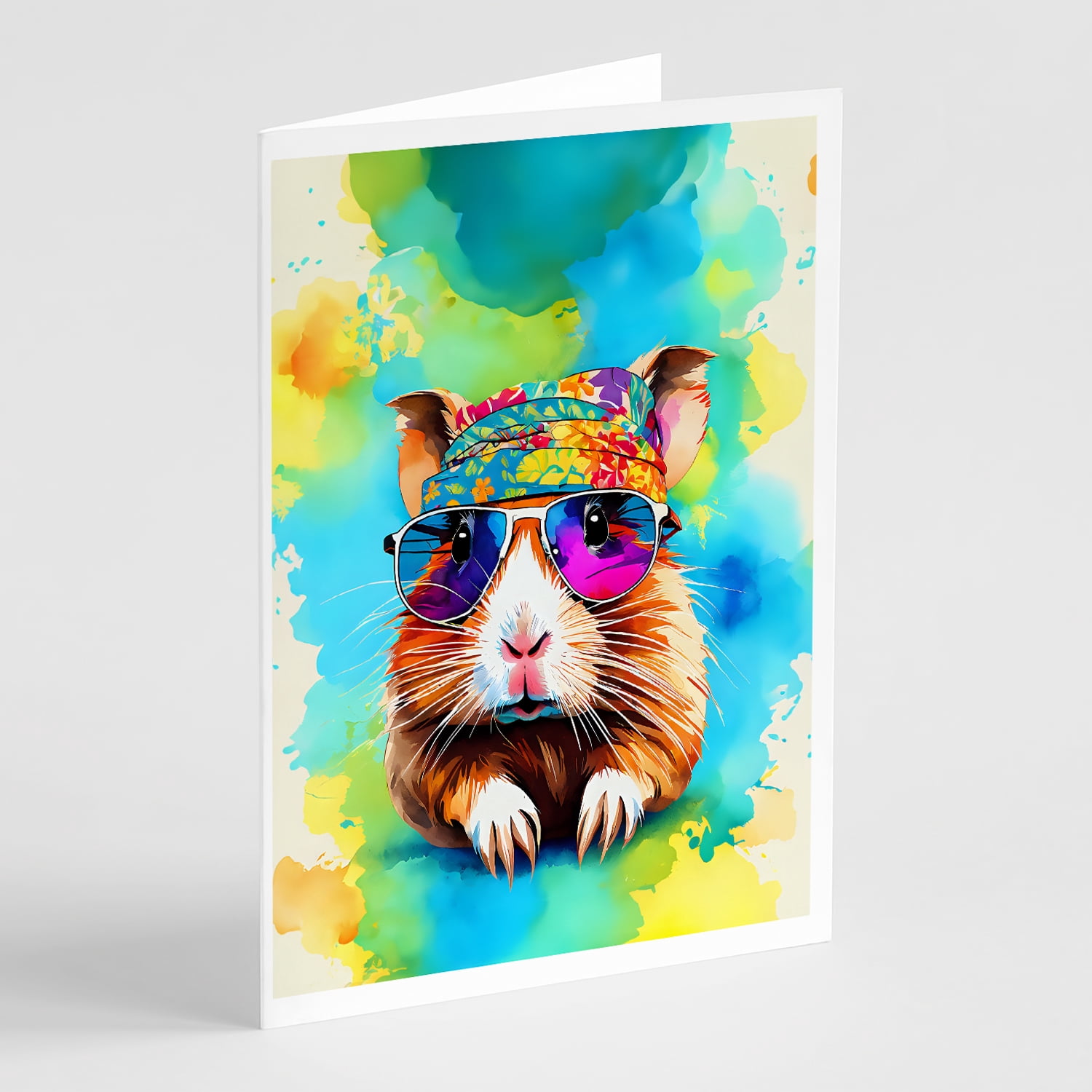 Hippie Animal Guinea Pig Greeting Cards Pack of 8 7 in x 5 in
