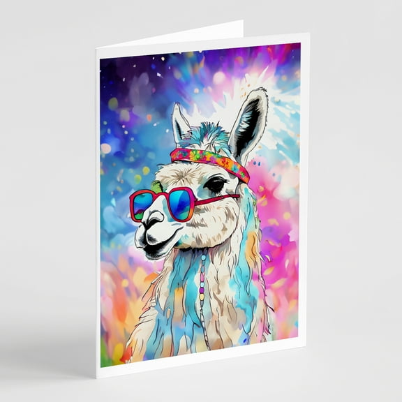 Hippie Animal Llama Greeting Cards Pack of 8 7 in x 5 in