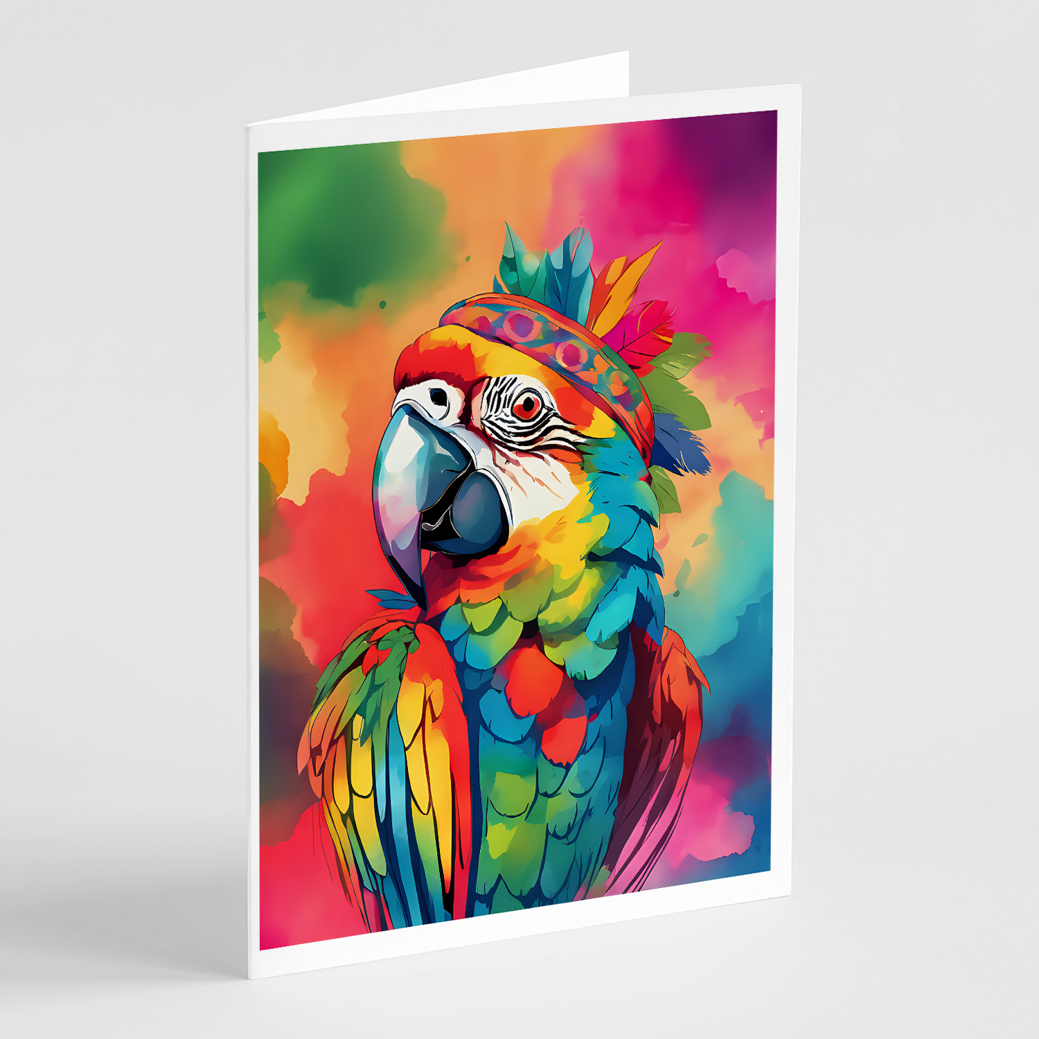 Hippie Animal Parrot Greeting Cards Pack of 8 7 in x 5 in