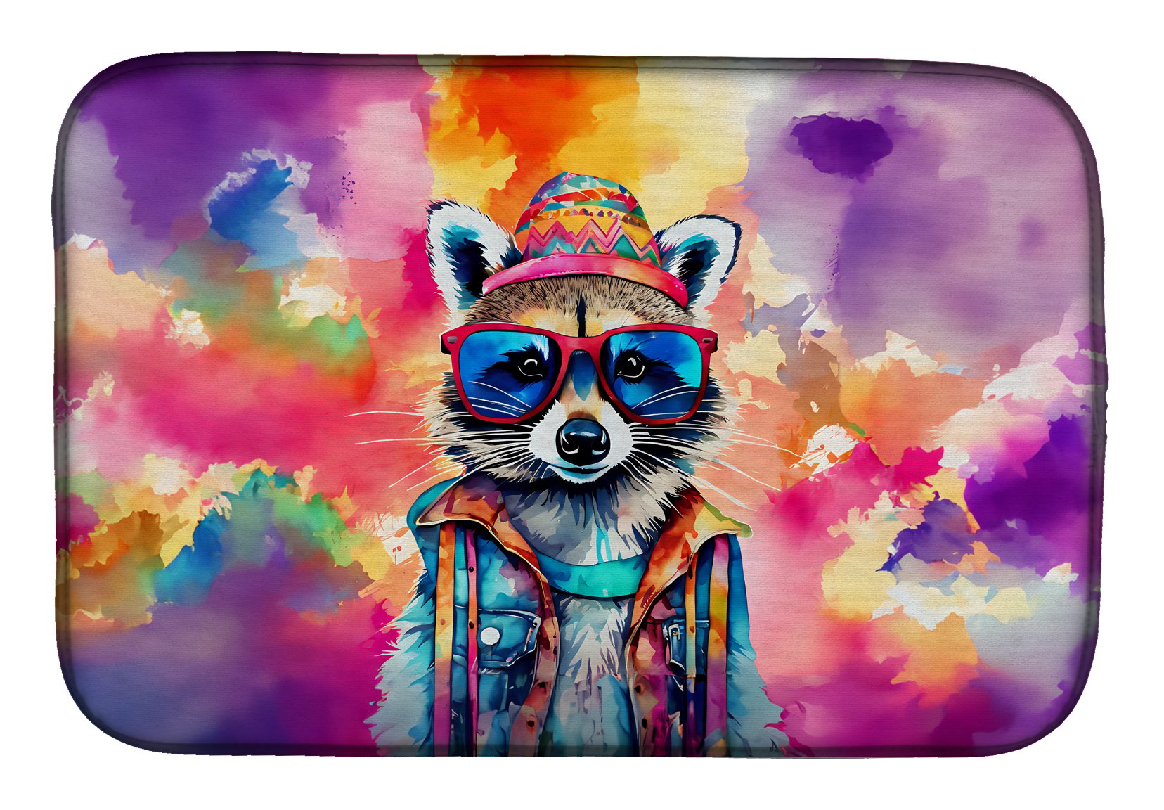 Hippie Animal Raccoon Dish Drying Mat 14 in x 21 in