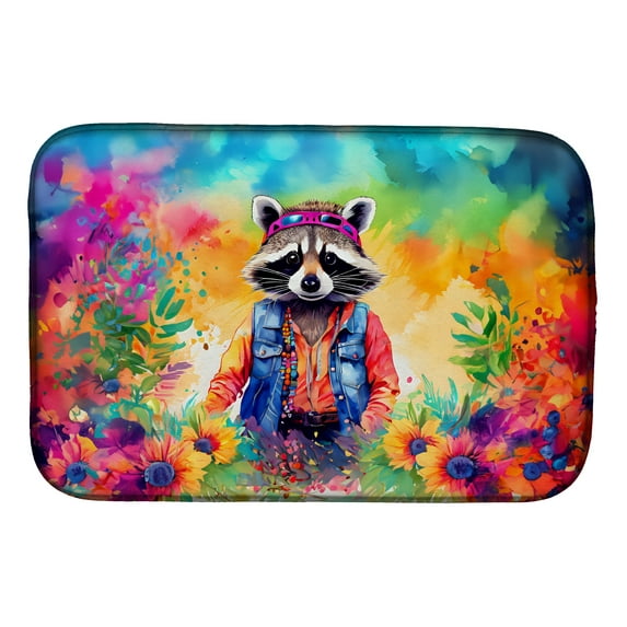 Hippie Animal Raccoon Dish Drying Mat 14 in x 21 in