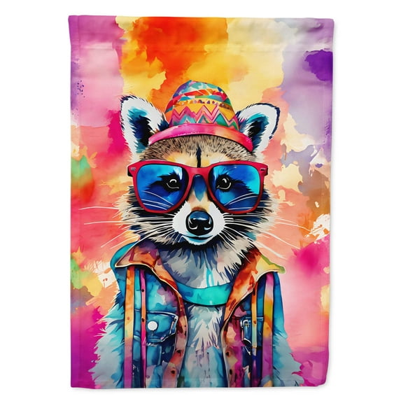 Hippie Animal Raccoon House Flag 28 in x 40 in