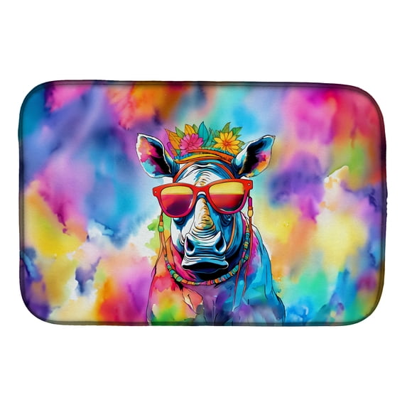 Hippie Animal Rhinoceros Dish Drying Mat 14 in x 21 in