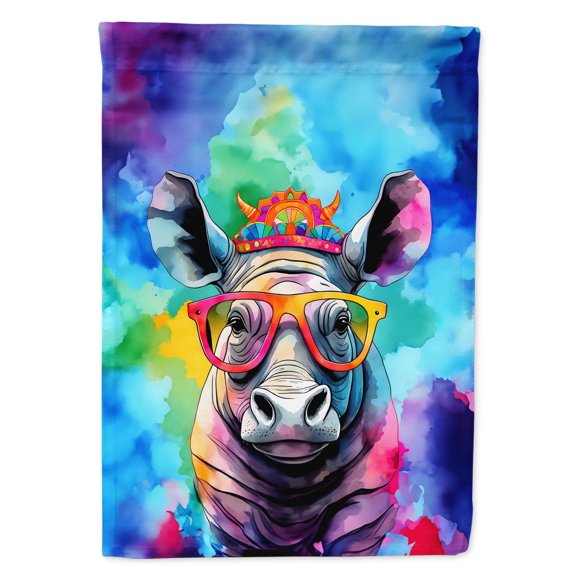 Hippie Animal Rhinoceros Garden Flag 11.25 in x 15.5 in