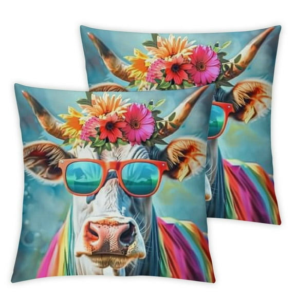 Hippie Animal Rhinoceros Throw Pillow Machine Washable, Indoor Outdoor Decorative Pillow for Couch, Bed or Patio