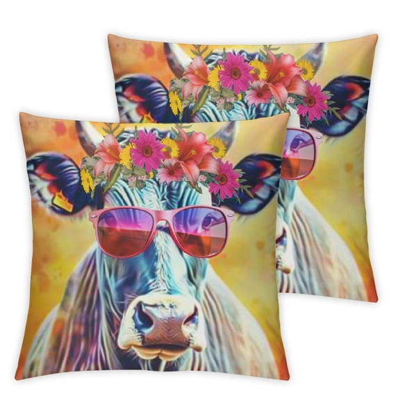 Hippie Animal Rhinoceros Throw Pillow Machine Washable, Indoor Outdoor Decorative Pillow for Couch, Bed or Patio,