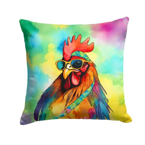 Carolines Treasures DAC4039PW1818 18 x 18 in. Unisex Hippie Animal Rooster Polyester Fabric Throw Pillow
