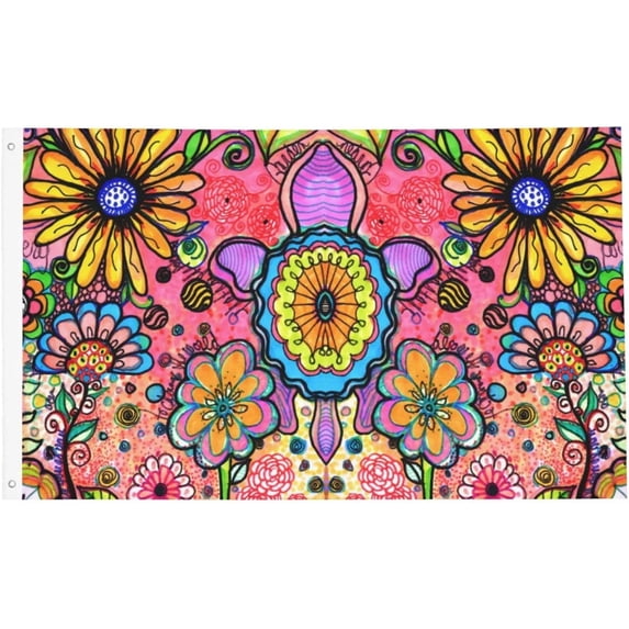 Hippie Art Flowers Flag Outdoor Polyester Garden Flag Double Sided Banner For Yard Lawn Porch Balcony Home Decorations
