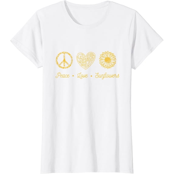 Hippie Artist Gift Floral Aesthetics Peace Love Sunflower T-Shirt