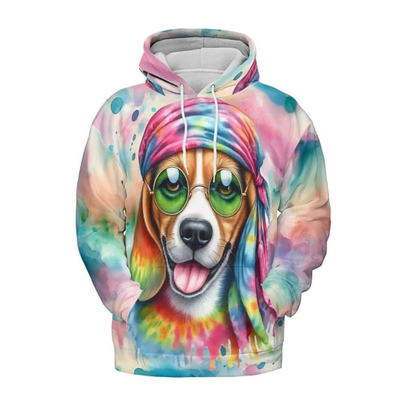 Hippie Beagle Portrait Watercolor Tie-Dye Vintage Styles All Over Print 3D Hoodie Unisex Merch Hoodies Beagles Dog Lover Gifts Idea - 00014