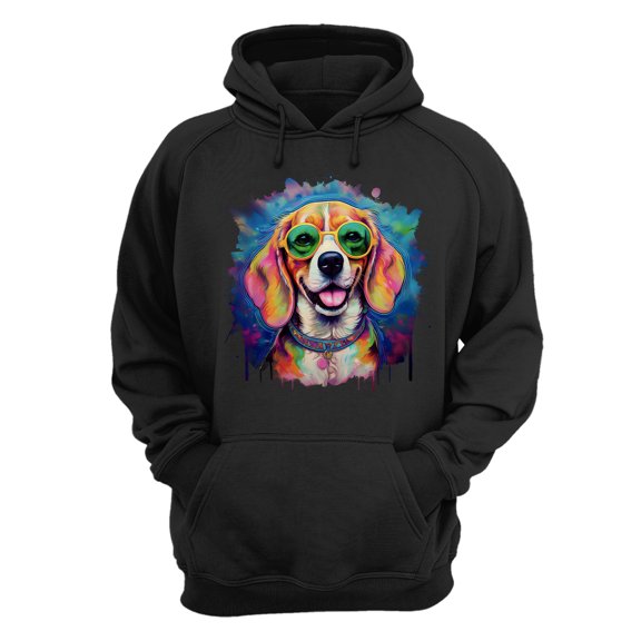 Hippie Beagle Portrait oil painting Watercolor Tie-dye Vintage Hoodie Unisex Merch Hoodies Beagles Dog Lover Gifts Idea - 00015
