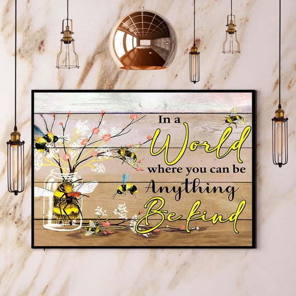Hippie Bee In A World Where You Can Be Anything Be Kind Paper Poster No Frame Matte Wall Art Decor 11 x 17 Inch Poster