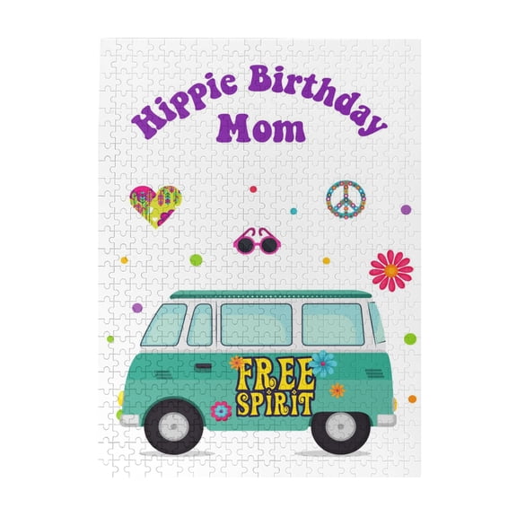 Hippie Birthday Mom Printable , peace sign - the groovy things that make your mom who she is!Jigsaw Puzzle 500 Puzzle Pieces,Puzzle Enthusiasts