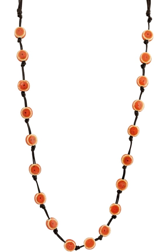 Hippie Bohemian Colorful Ceramic Bead Long Strand Necklace, Boho Hippie Beach Summer Statement Jewelry Gift for Women