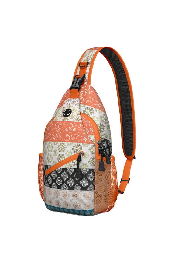 Hippie Boho Chic Sling Backpack Lightweight Crossbody Bag with Rustic Style for Travel, Shopping, Outdoor, Hiking