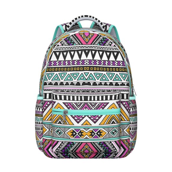 Hippie Boho Daypack for Women - Tribal Print Backpack with Laptop Sleeve, Large Capacity for Books & Essentials, Durable for Campus & Commuting