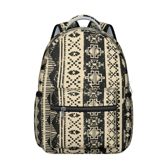 Hippie Boho Laptop Backpack - 17" Spacious Compartment, Vintage Tribal Print, Durable College Daypack for Women, Perfect for Dorm & Library