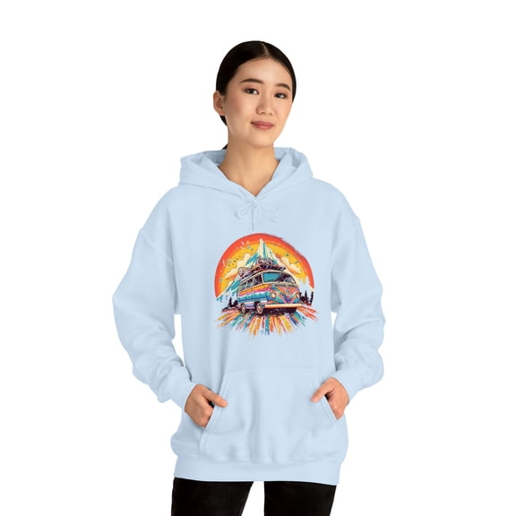 Hippie Bus Graphic Hoodie Unisex Heavy Blend Hooded Sweatshirt 60s 70s
