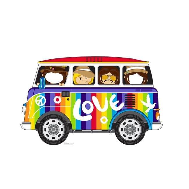 Colorful Hippie Bus Cardboard Stand-in Photo Prop