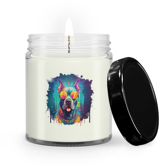 Hippie Cane Corso Portrait oil painting Watercolor Tie-dye Vintage Soy Wax Candle Italian Mastiff Dog Lover Gifts Idea 9oz White Birch & Black Pepper Candle - 00015