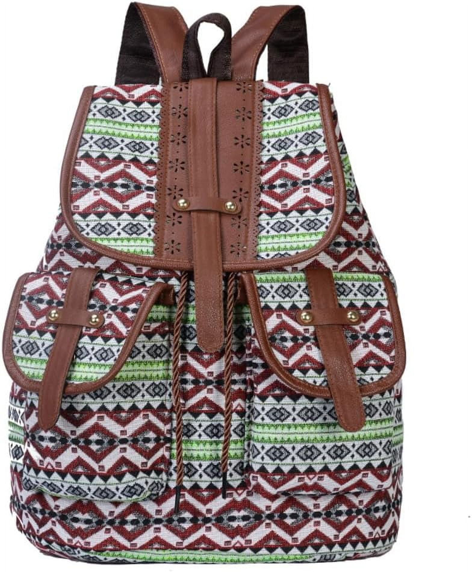 Hippie Canvas Women Backpack Purse- Boho Style Ethnic